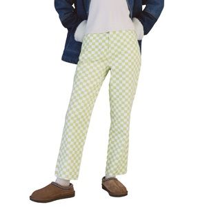 Pacsun Lime & White Checkerboard High Rise Straight Jeans